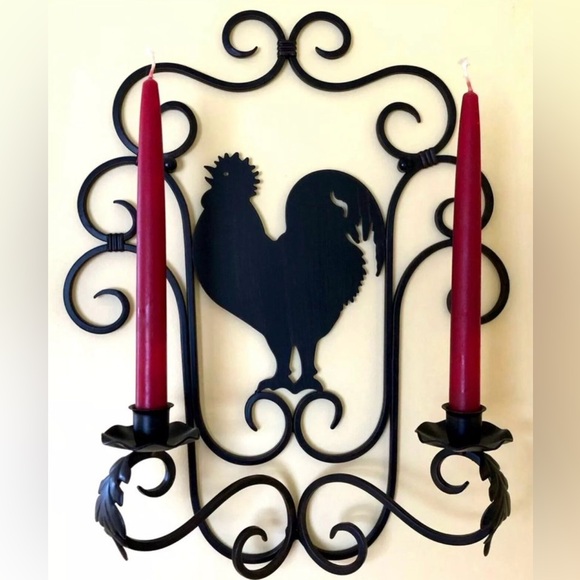 SLAH Rustic Rooster Candle Sconce Iron New No Box - Picture 5 of 7